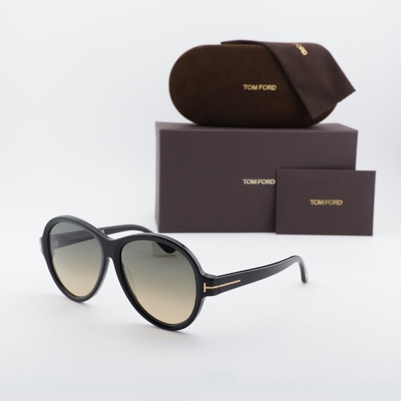 Tom Ford Camryn FT1033 01B Round Sunglasses - Black/Smoke